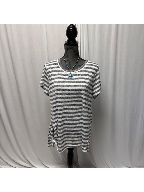bobeau Tops - Bobeau Michelle Side Tie Knit Top Indigo Womens Size XL Striped Short Sleeve NEW